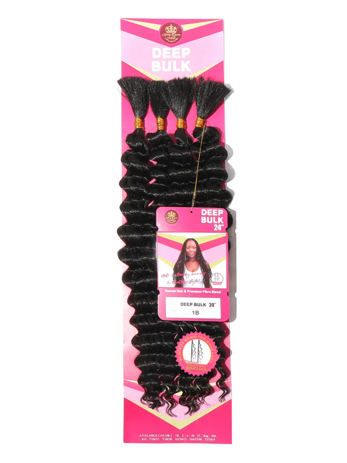 Boho Deep Bulk Human Hair Blend 24" - Omez Beauty Products 