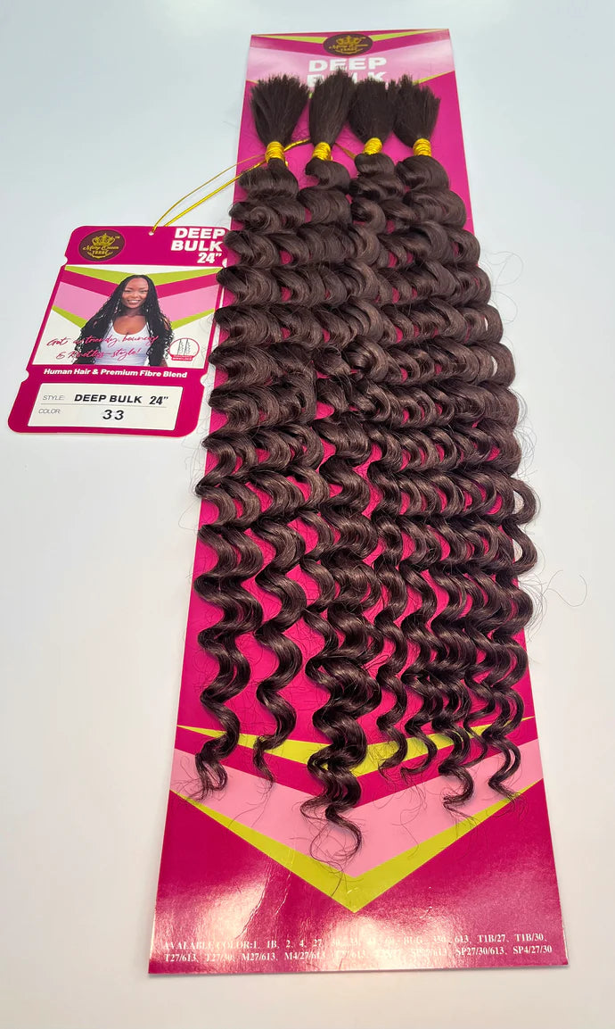 Boho Deep Bulk Human Hair Blend 24" - Omez Beauty Products 